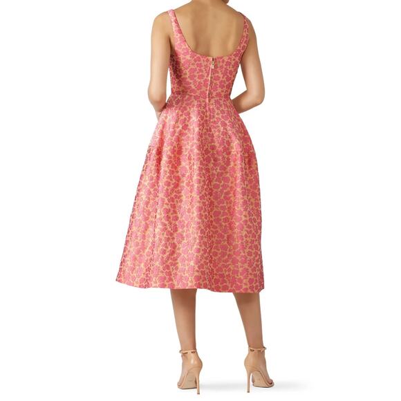 Jill Jill Stuart Pink Floral Jacquard Sweetheart Cocktail Midi Dress Size 0 - Picture 2 of 14